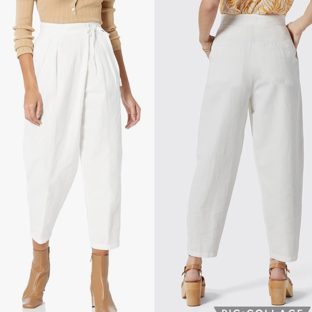 Joie Wilmont Linen Cotton Pant in Porcelain Size 6 Casual Chic Relaxed Fit NEW